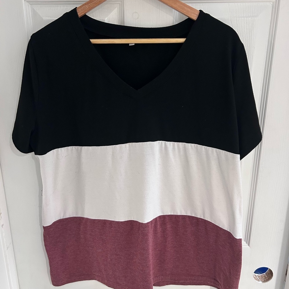 Color Block V-Neck Women's Top